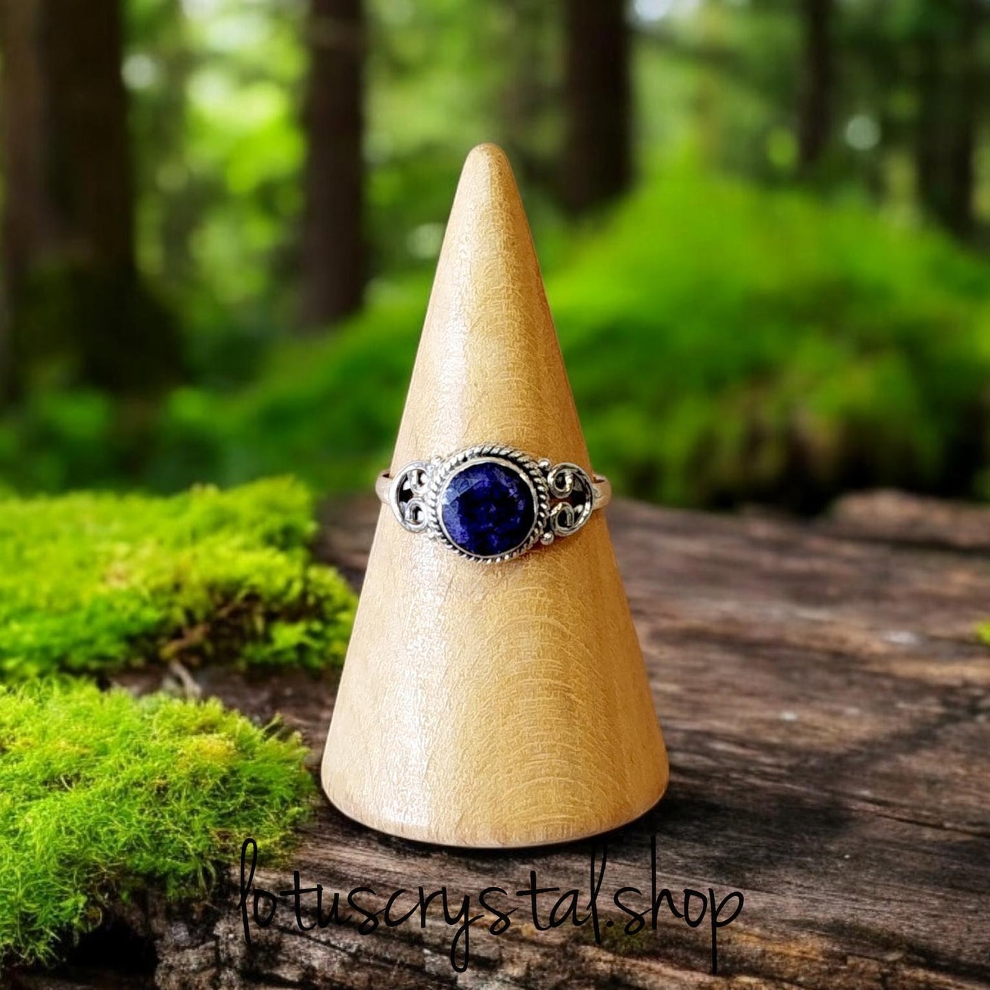 Χειροποίητο Δαχτυλίδι από Ασήμι 925 με Ζαφείρι-Lotus Crystal