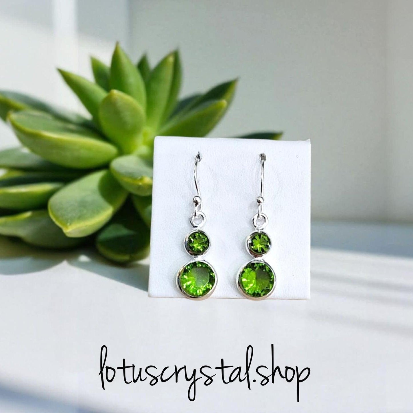 Χειροποίητα Σκουλαρίκια από Ασήμι 925 & Περίδοτο-Lotus Crystal