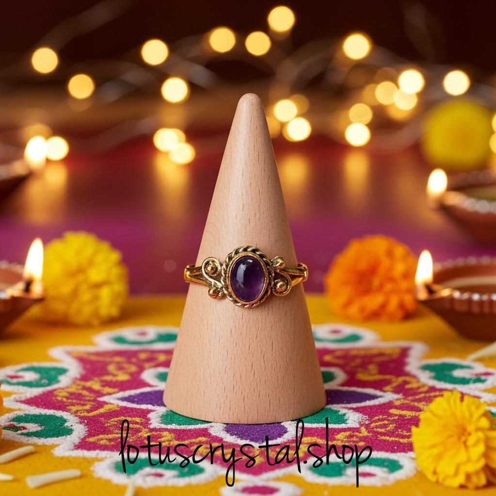 Χειροποίητο Δαχτυλίδι με Αμέθυστο-Lotus Crystal