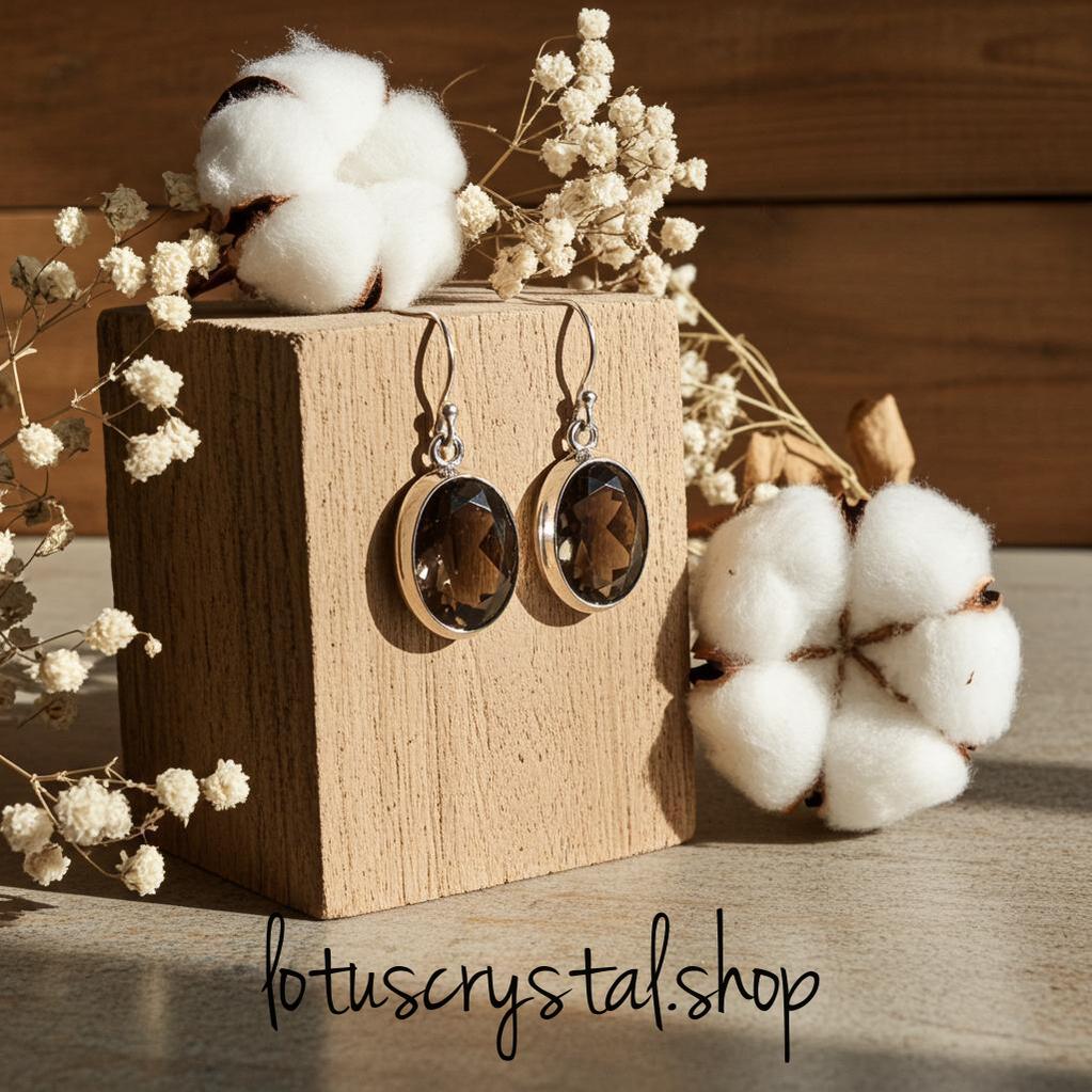 Σκουλαρίκια με Καπνία – Επιπλατινωμένο Ασήμι 925-Lotus Crystal