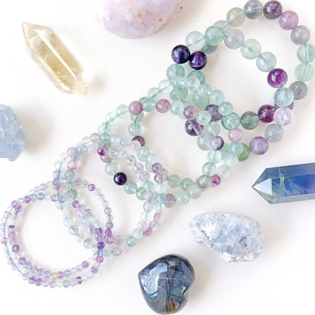 Rainbow Fluorite Bracelet – Balance, Purity & Intuition Enhancement (8mm)