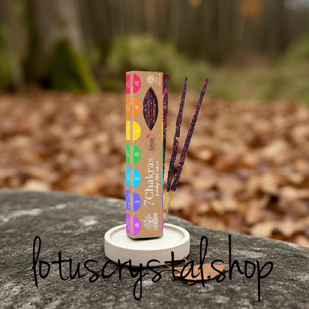 Handrolled organic 7 Chakras Smudge sticks-Lotus Crystal