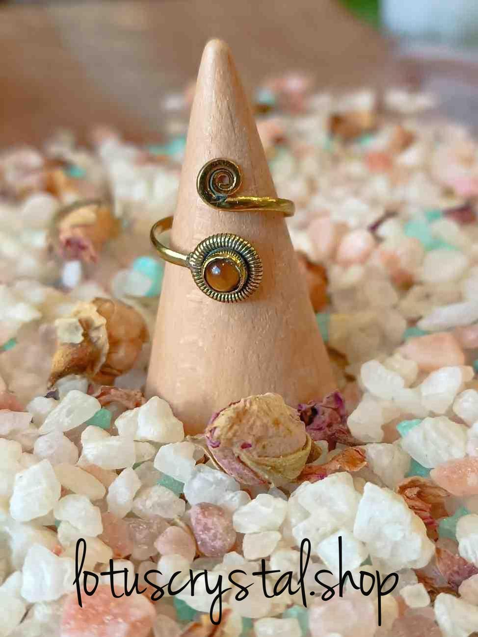 Δαχτυλίδι από Ορείχαλκο με Μάτι Τίγρη – Χειροποίητο-Lotus Crystal