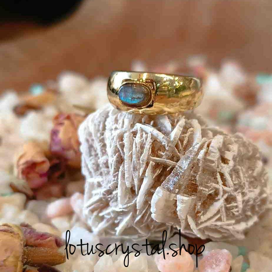Δαχτυλίδι Ορείχαλκος με Λαβραδορίτη-Lotus Crystal