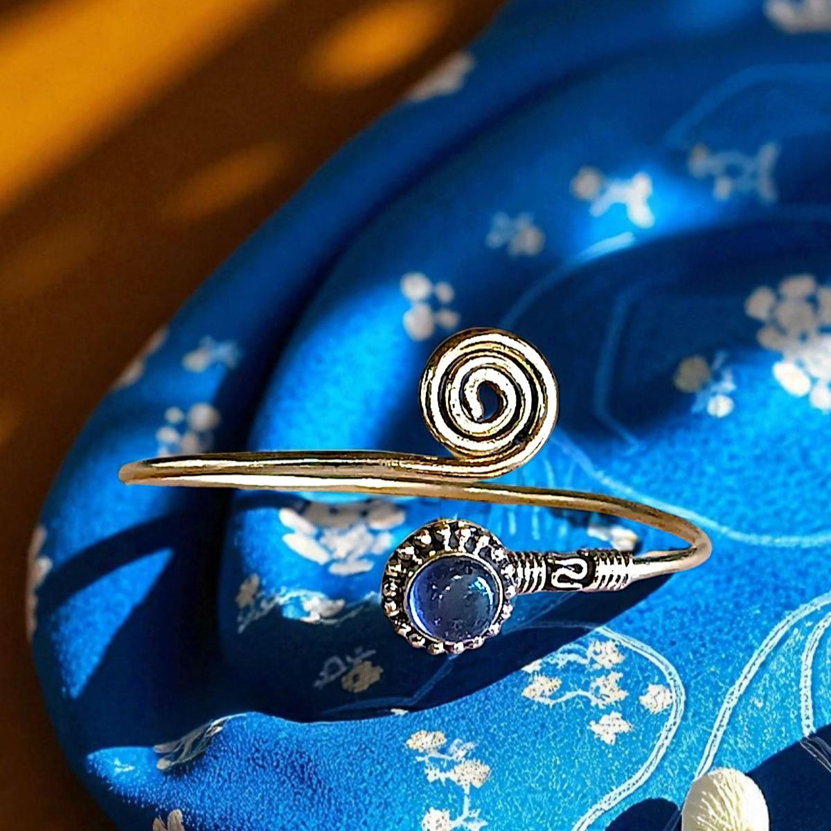 Brass Bracelet with Quadruple Moonstone