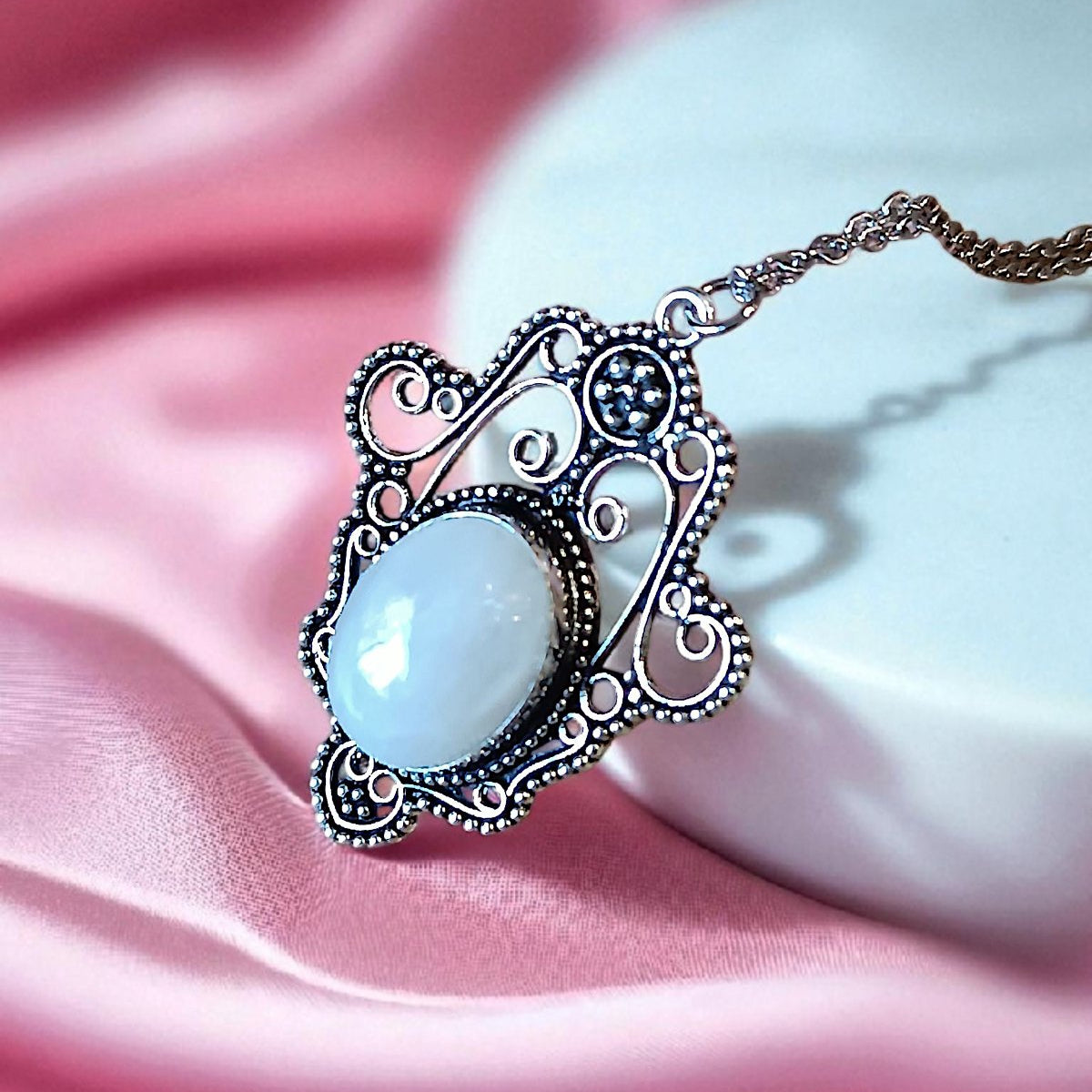 Handmade Brass Sun & Moon Pendant with Moonstone