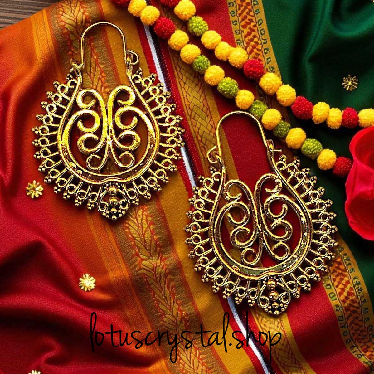 Σκουλαρίκια Ορείχαλκος Boho-Lotus Crystal