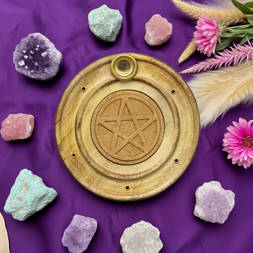 Βάση για Αρωματικά Στικ & Κώνους – Pentagram-Lotus Crystal