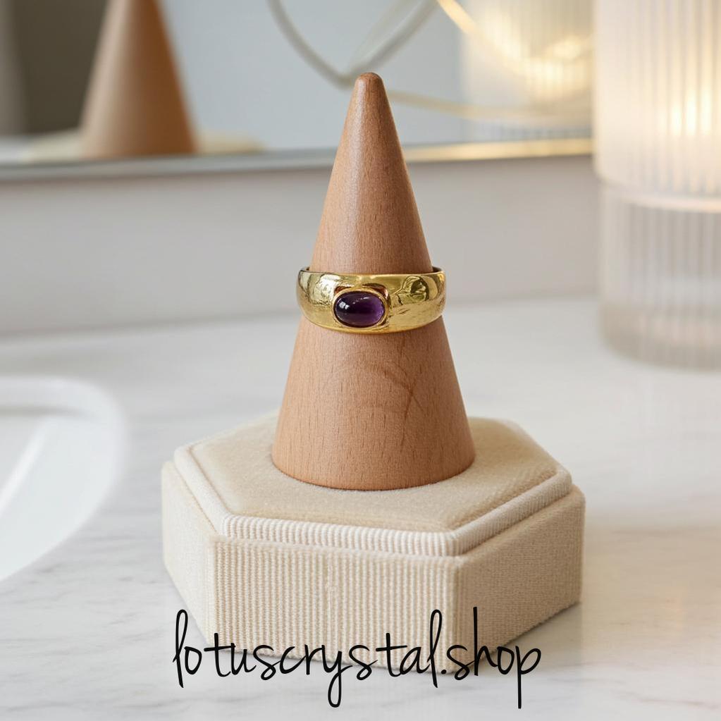 Δαχτυλίδι Ορείχαλκος με Αμέθυστο-Lotus Crystal