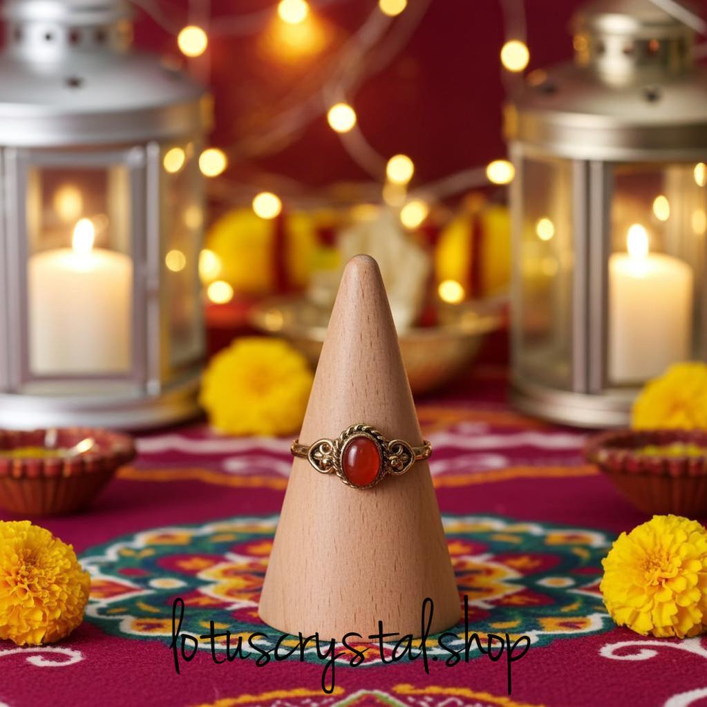 Χειροποίητο Δαχτυλίδι από Ορείχαλκο με Καρνεόλη-Lotus Crystal