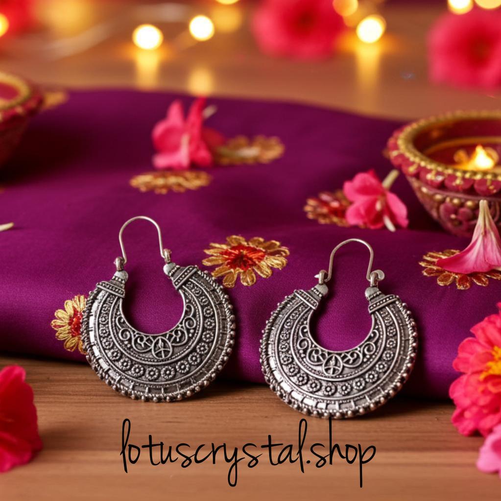 Σκουλαρίκια από Λευκό Ορείχαλκο Vintage Design-Lotus Crystal