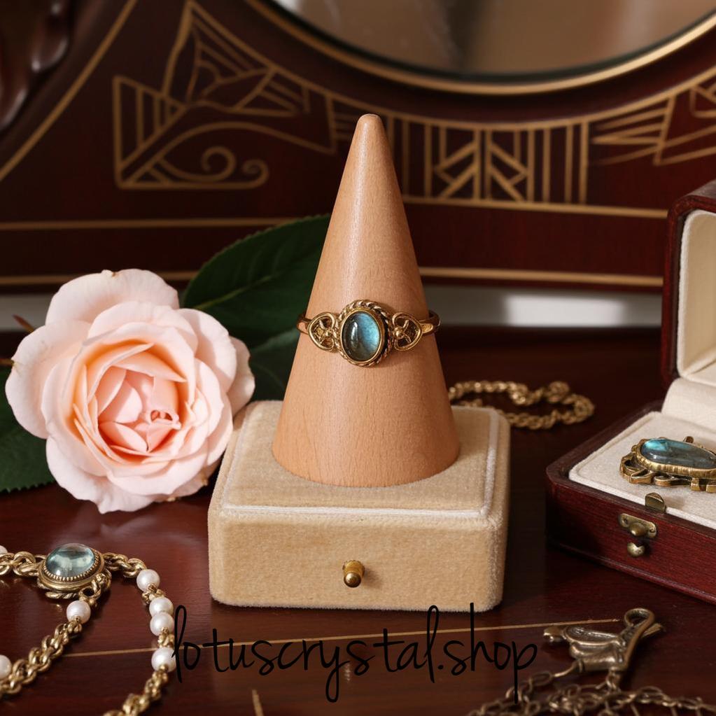 Δαχτυλίδι από Ορείχαλκο με Λαβραδορίτη – Χειροποίητο-Lotus Crystal