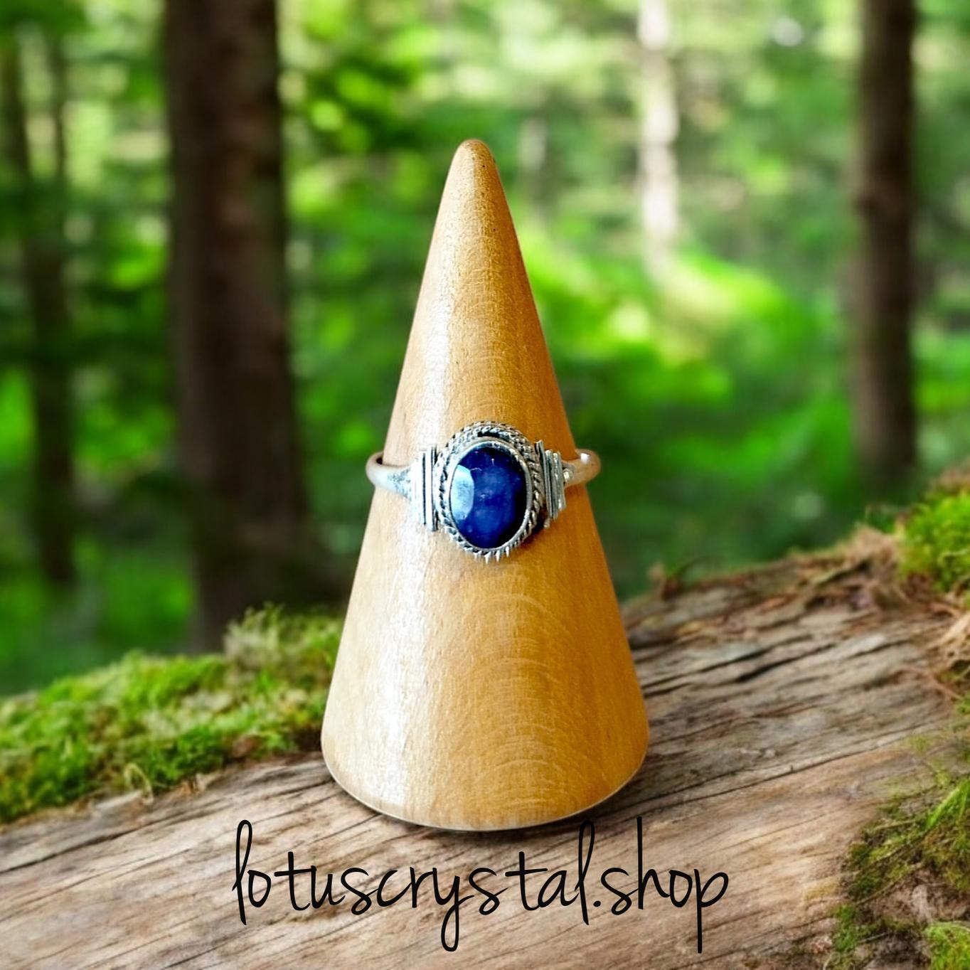 Χειροποίητο Δαχτυλίδι από Ασήμι 925 με Ζαφείρι-Lotus Crystal