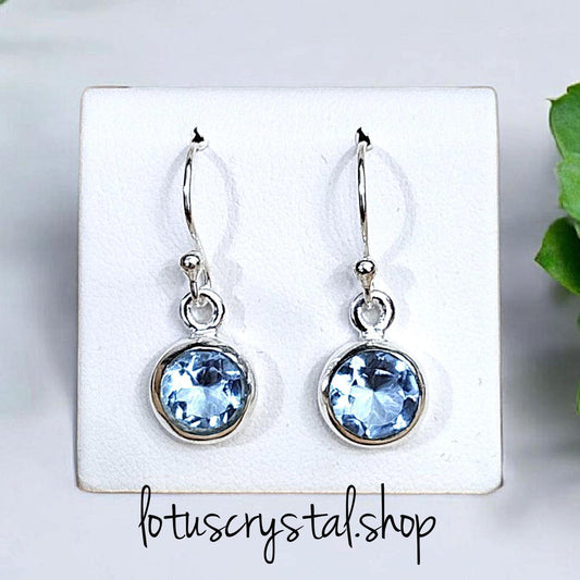 Χειροποίητα Σκουλαρίκια από Ασήμι 925 & Μπλε Τοπάζι-Lotus Crystal