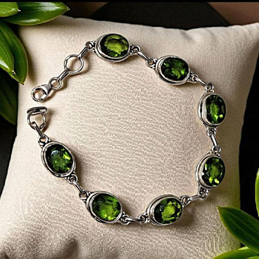 Βραχιόλι από Ασήμι 925 με Ταγιέ Περίδοτο-Lotus Crystal