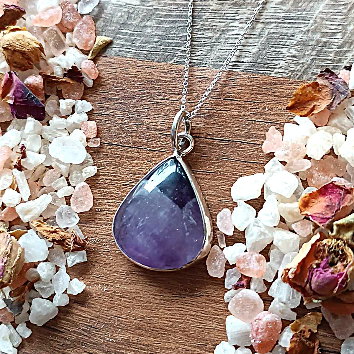 Handmade Silver Amethyst Pendant – Teardrop