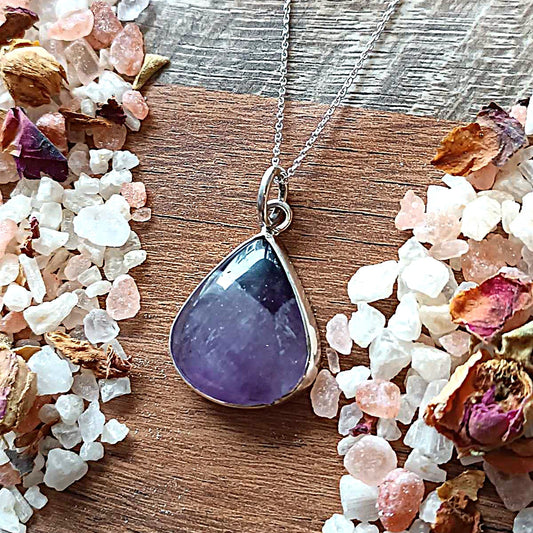 Handmade Silver Amethyst Pendant – Teardrop
