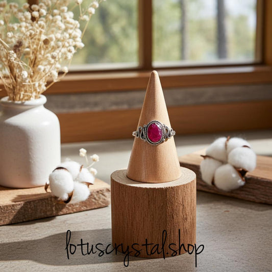 Χειροποίητο Δαχτυλίδι με Φυσικό Ρουμπίνι Vintage-Lotus Crystal