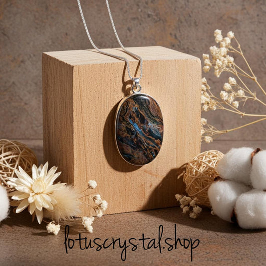 Χειροποίητο Μενταγιόν Πετερσίτης – Οβάλ-Lotus Crystal