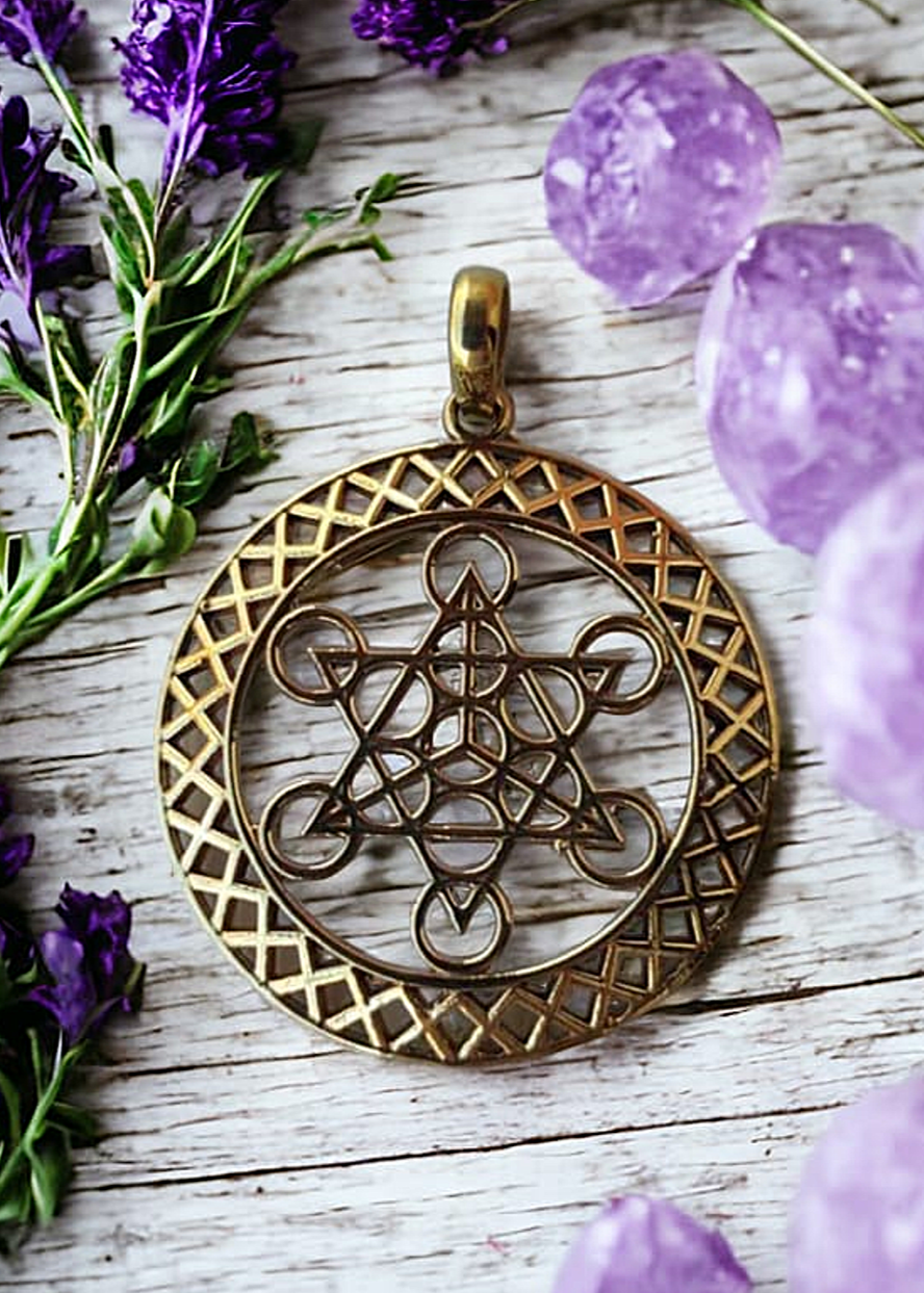 Brass Pendant with Metatron Symbol
