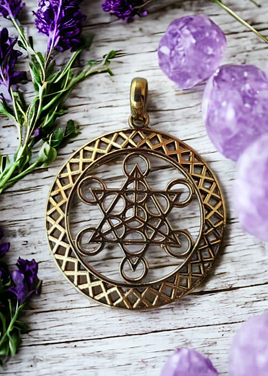 Brass Pendant with Metatron Symbol