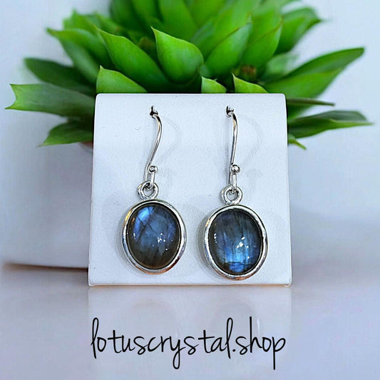 Σκουλαρίκια από Ασήμι 925 & Λαβραδορίτη-Lotus Crystal