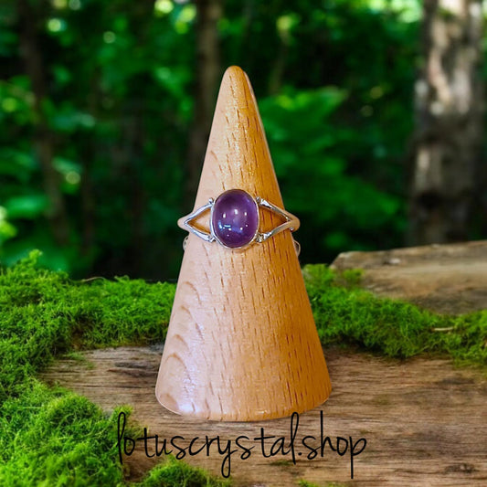 Δαχτυλίδι με Αμέθυστο Χειροποίητο από Ασήμι 925-Lotus Crystal