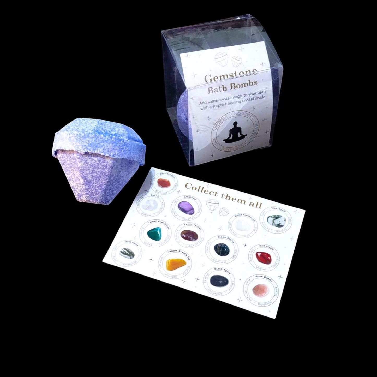 Bathbomb με Κρύσταλλο & Άρωμα Βατόμουρο-Ρόδι – 190γρ.