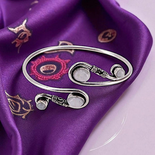 Brass Bracelet with Quadruple Moonstone