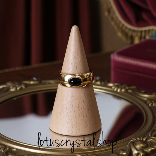 Δαχτυλίδι Art Deco με Μαύρο Όνυχα-Lotus Crystal