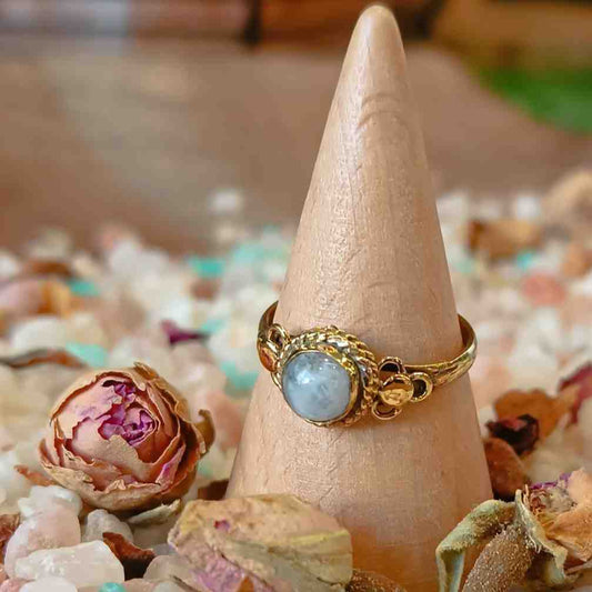 Brass Ring with Moonstone – Handmade