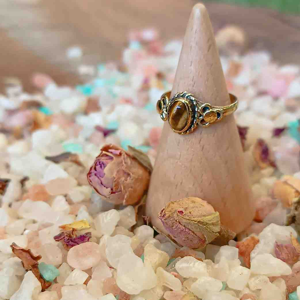 Brass Ring with Tiger's Eye – Handmade