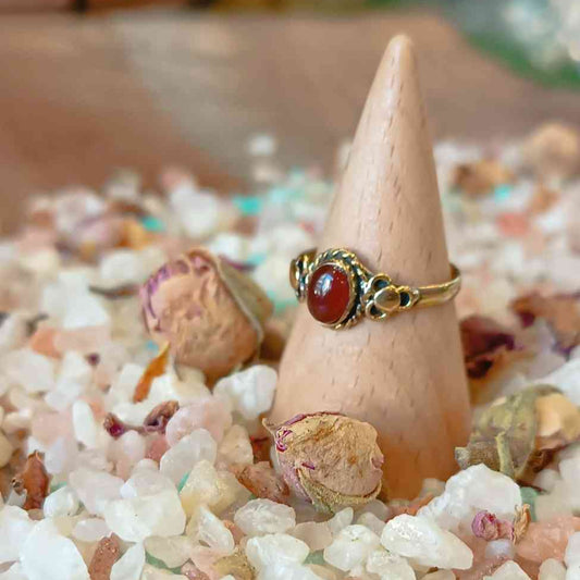 Handmade Brass Ring with Carnelian