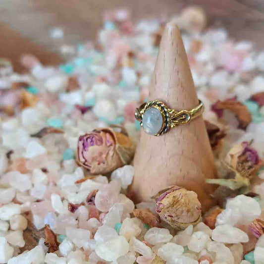 Brass Ring with Moonstone – Handmade
