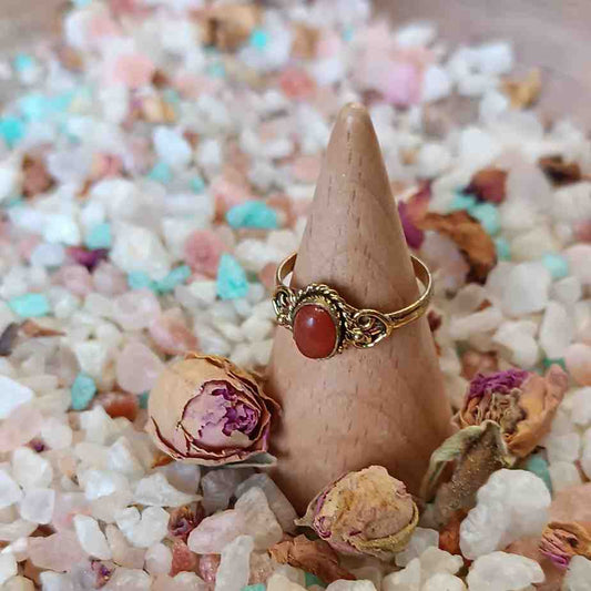 Handmade Brass Ring with Carnelian
