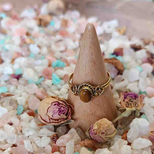 Handmade Brass Ring with Tiger Eye