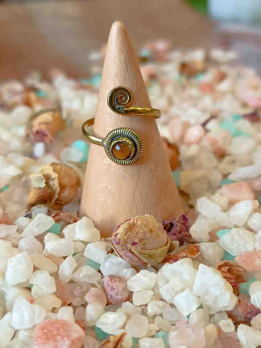Brass Ring with Tiger's Eye – Handmade
