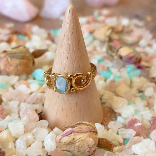 Brass Ring with Moonstone