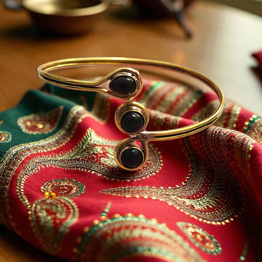 Brass Bracelet with Quadruple Moonstone