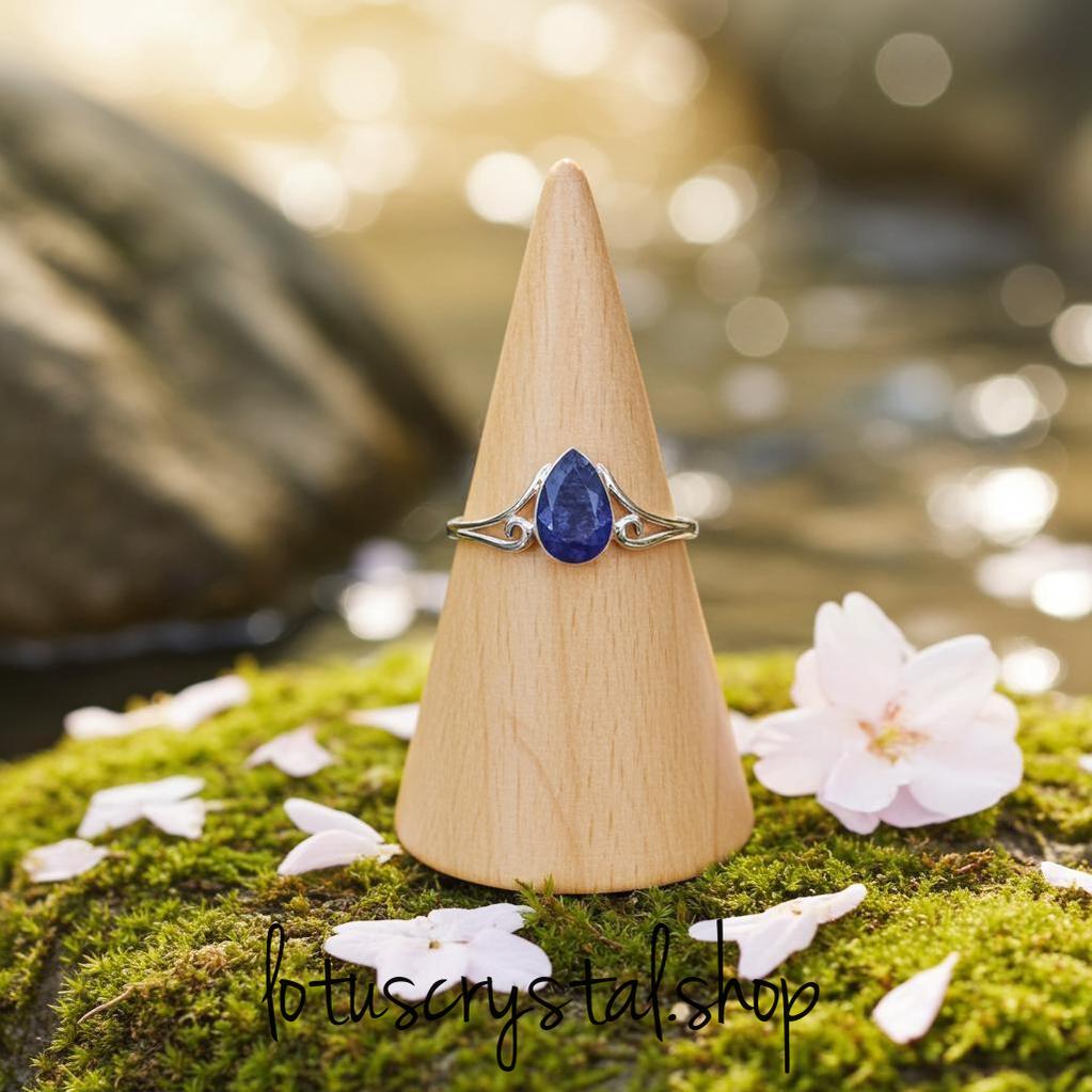 Δαχτυλίδι με Φυσικό Ζαφείρι Ασήμι 925-Lotus Crystal