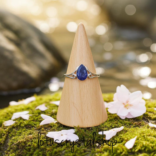 Δαχτυλίδι με Φυσικό Ζαφείρι Ασήμι 925-Lotus Crystal