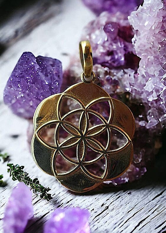 "Flower of Life" Brass Pendant