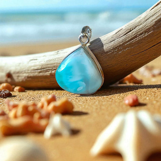 Handmade Larimar Teardrop Pendant