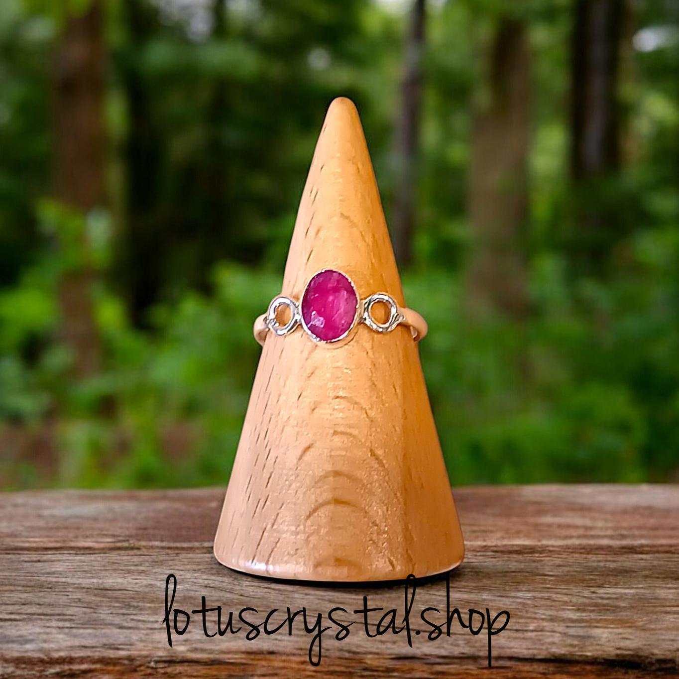 Χειροποίητο Δαχτυλίδι με Φυσικό Ρουμπίνι Silver 925-Lotus Crystal