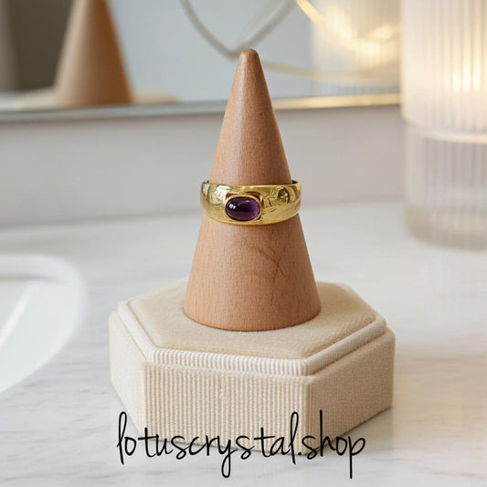 Δαχτυλίδι Ορείχαλκος με Αμέθυστο-Lotus Crystal