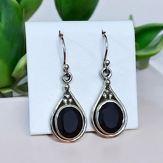 Handmade 925 Silver Earrings with Black Onyx