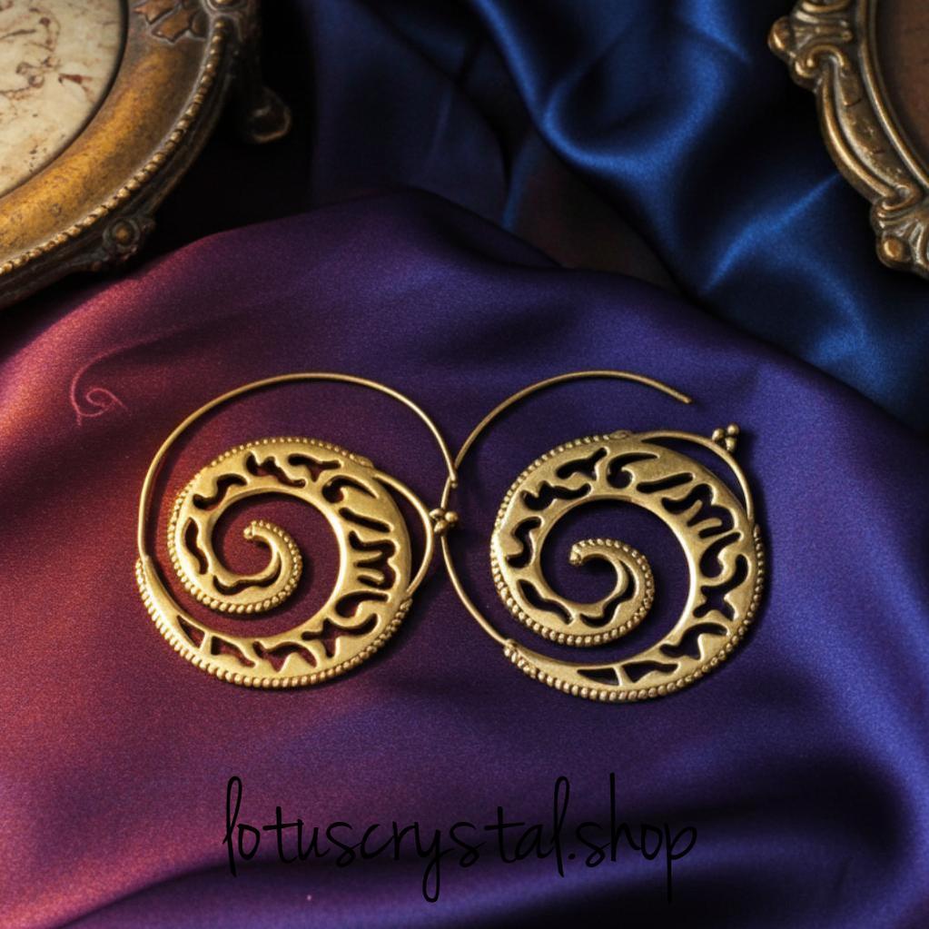 Σκουλαρίκια boho με σχέδιο Σπείρα-Lotus Crystal