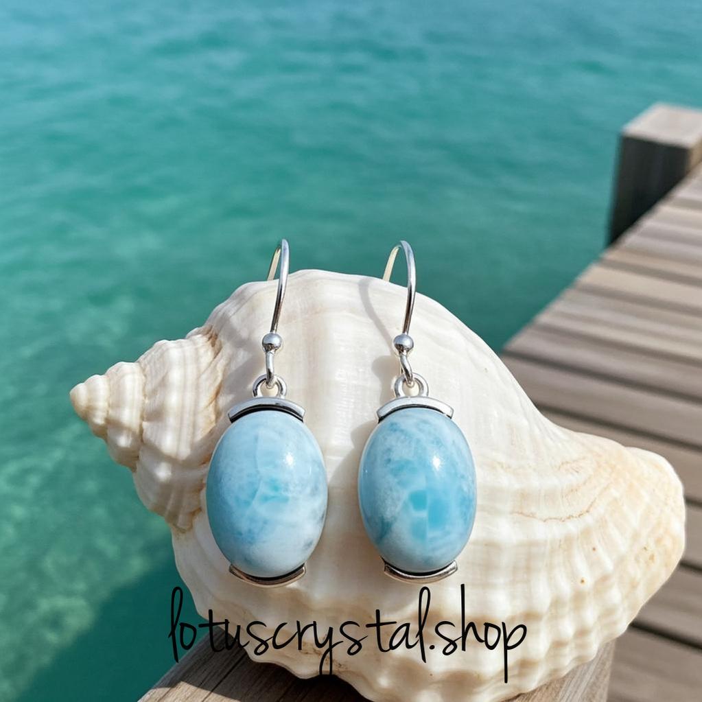 Σκουλαρίκια με Λαριμάρ Οβάλ – Ασήμι 925-Lotus Crystal