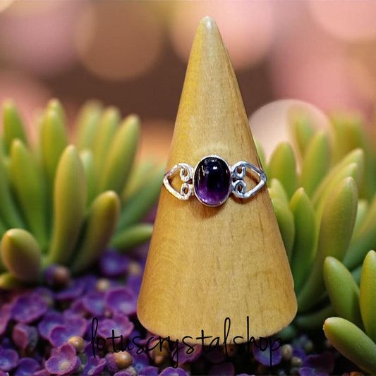 Ασημένιο Δαχτυλίδι με Αμέθυστο-Lotus Crystal