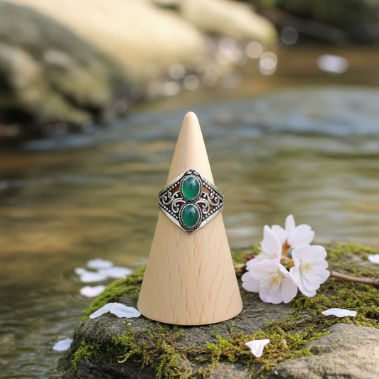 Δαχτυλίδι με Διπλή Πέτρα Αβεντουρίνη